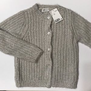 H&M Girls Gray Silver Sparkle Cardigan Size 6-8